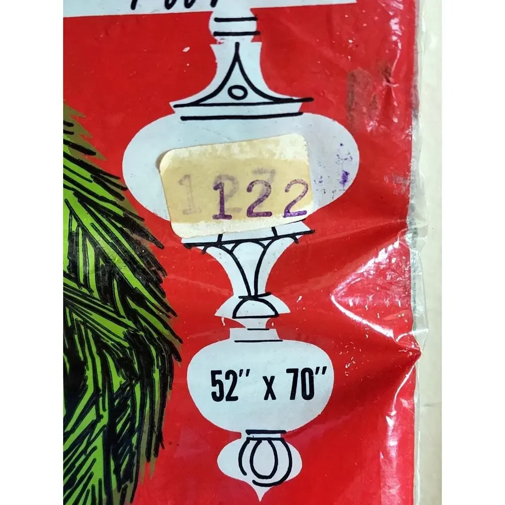 Vintage Vinyl Poinsettia Christmas Tablecloth 52